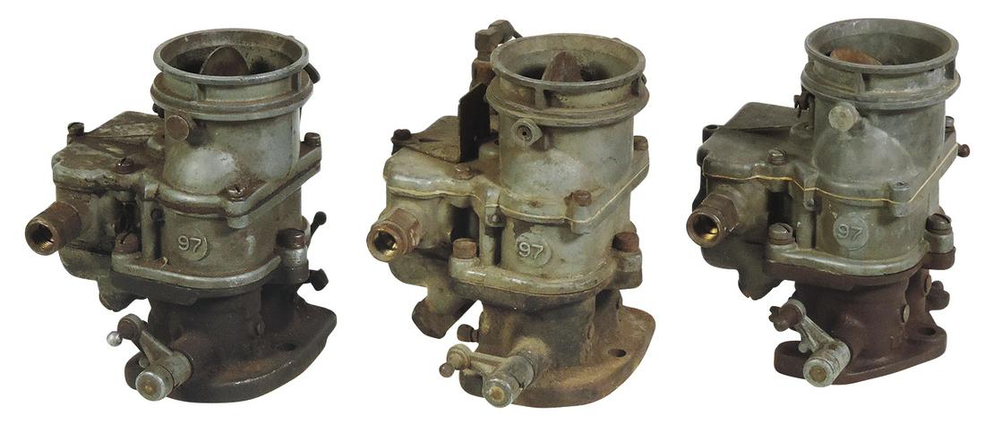Carburetors (3), Stromberg 97, Fair to Good untested cond, 5.75"H. (1 of 2)