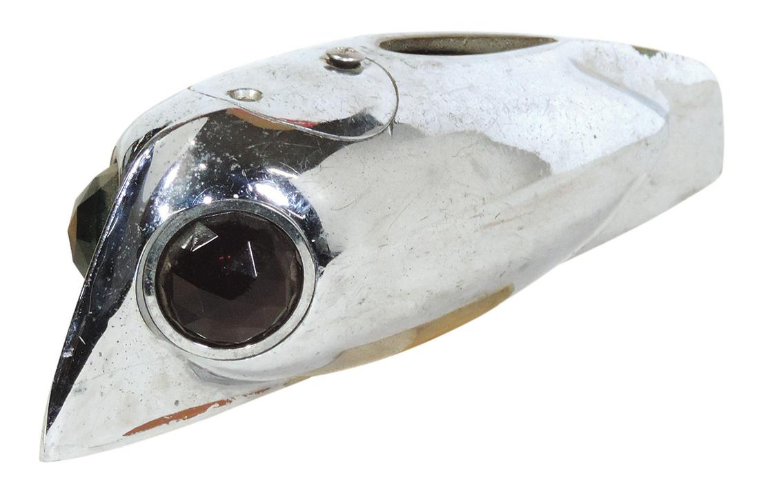 Boating, bow navigation light, fish-shaped heavy cast brass w/chrome finish & jeweled red/green (1 of 2)