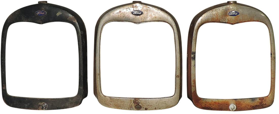 Automotive Radiator Covers (3), Ford Model A shells, all w/enameled oval badges, Good cond, 28"H. (1 of 1)