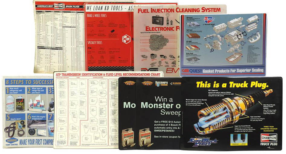 Automotive Parts Counter Mats (10), spark plug & tool related, Bosch