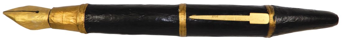 Fountain Pen Folk Art Trade Sign, very large painted papier-mache, black w/gold trim & Nib,: Fountain Pen Folk Art Trade Sign, very large painted papier-mache, black w/gold trim & Nib, c.1920's-30's, VG cond, 63"L.