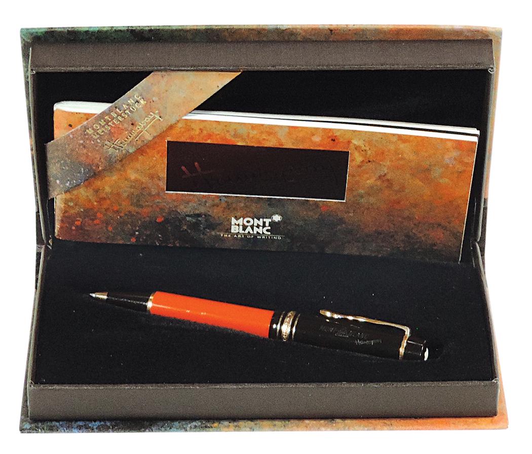 Ballpoint Pen, Montblanc Meisterstuck Hemingway Limited Edition, c.1992, Model No. 28603, Made in: Ballpoint Pen, Montblanc Meisterstuck Hemingway Limited Edition, c.1992, Model No. 28603, Made in Germany, a replica of the 139 Model of the 1930's, NOS in orig book-shaped box w/booklet & outer box.