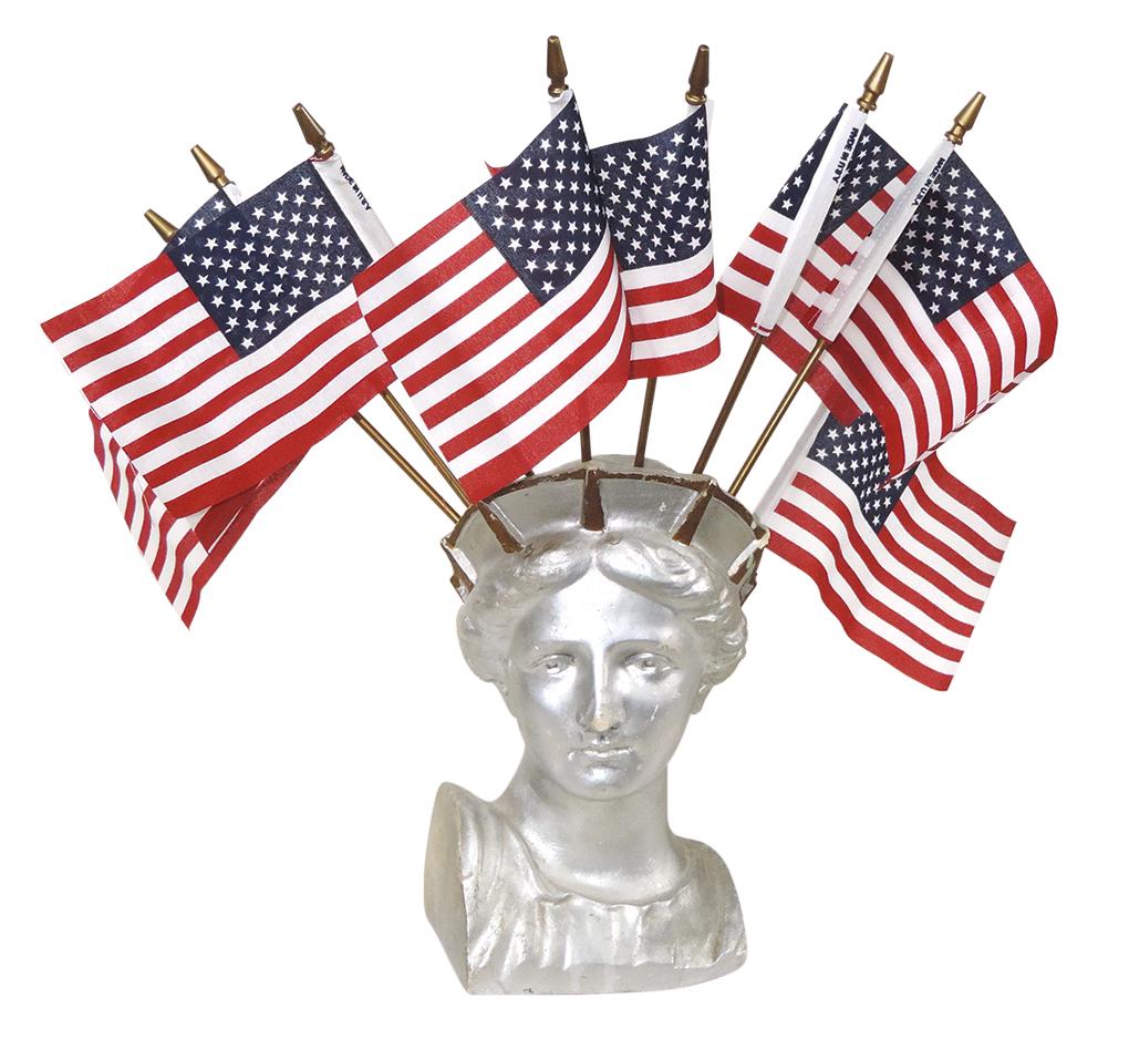 Candy Store Counter Display, Rare Lady Liberty sucker holder, painted plaster, c.1940, Exc cond: Candy Store Counter Display, Rare Lady Liberty sucker holder, painted plaster, c.1940, Exc cond w/some light scattered abrasions & nicks, 10"H.