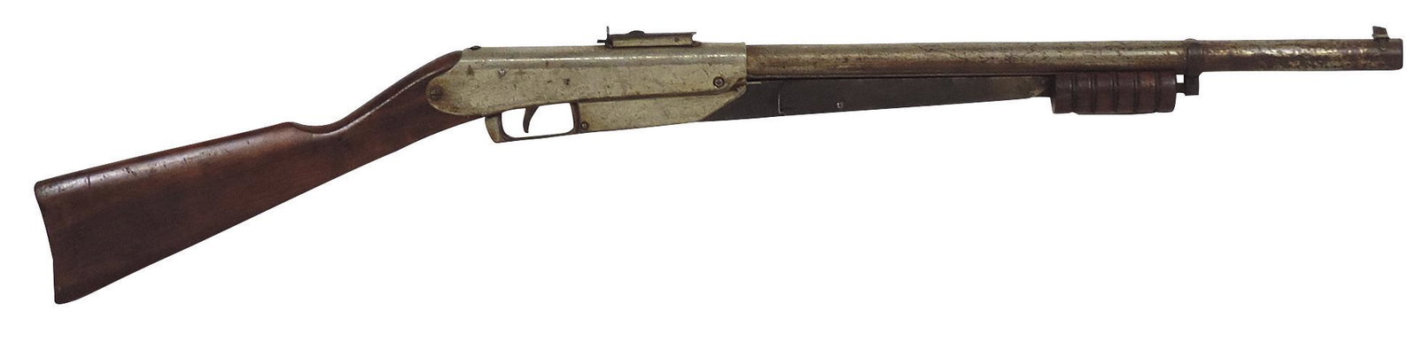 Air Rifle, Daisy Model 25 Var. 2 spring air pump, c.1916, VG cond w/finish wear, not working, 37"L.: Air Rifle, Daisy Model 25 Var. 2 spring air pump, c.1916, VG cond w/finish wear, not working, 37"L.
