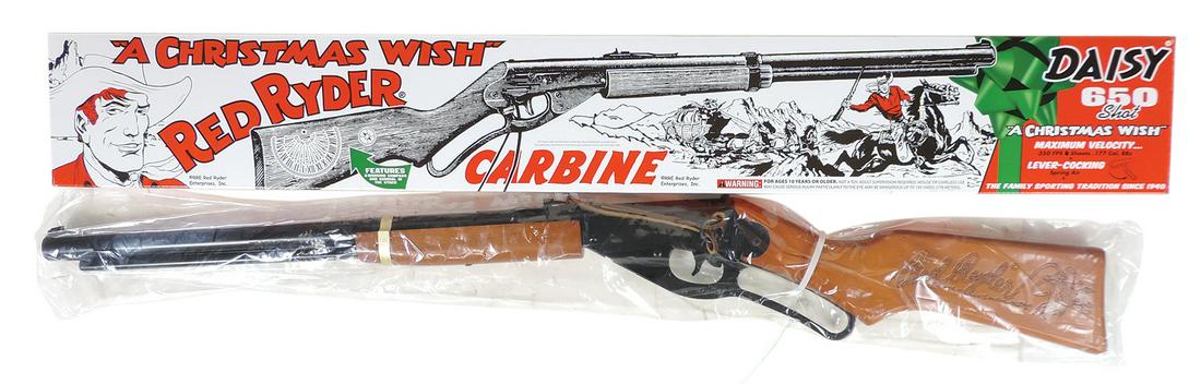 Air Rifle, Daisy Red Ryder Carbine Christmas Wish, 650 shot, built-in compass & sundial stock, New: Air Rifle, Daisy Red Ryder Carbine Christmas Wish, 650 shot, built-in compass & sundial stock, New in Box, 36.5"L.