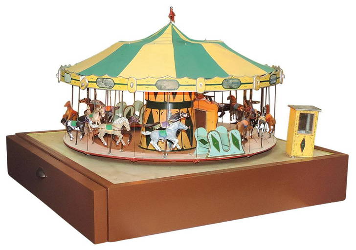 Carnival Ride, Scale Model Carousel, 20 handpainted cast horses & 2