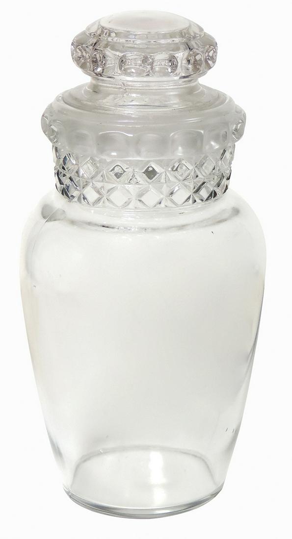 Candy Store Show Jar, Dakota, tapered glass jar, VG cond noting rim chip, 13"H.: Candy Store Show Jar, Dakota, tapered glass jar, VG cond noting rim chip, 13"H.