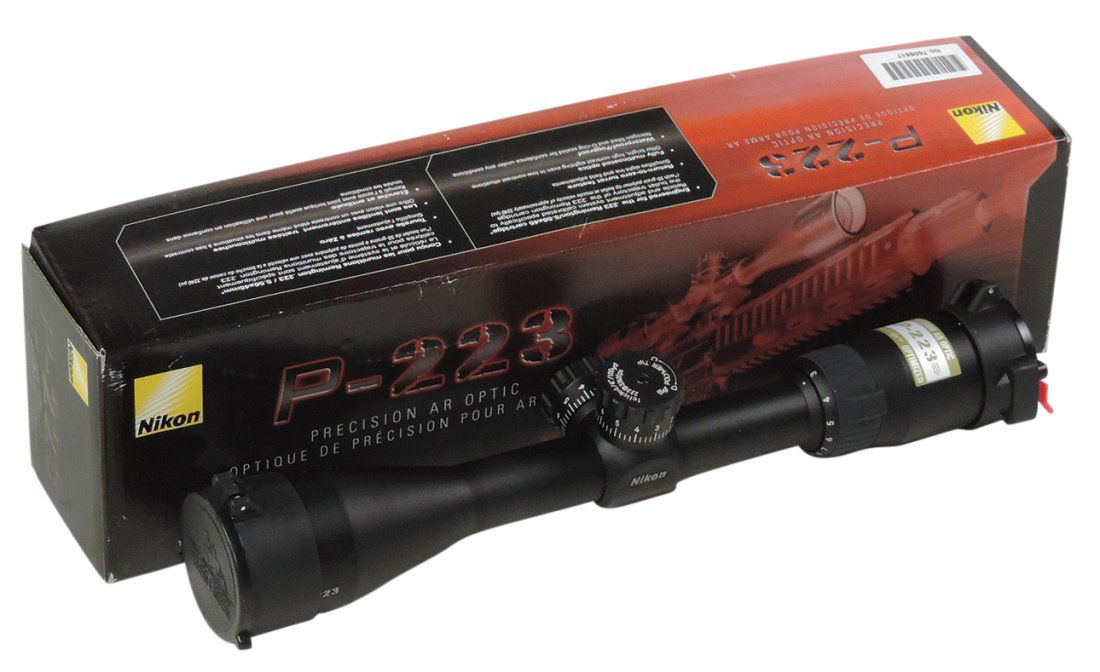 Firearm, Rifle Scope, Nikon P-223, Exc Like-New cond in box, 16"L.: Firearm, Rifle Scope, Nikon P-223, Exc Like-New cond in box, 16"L.