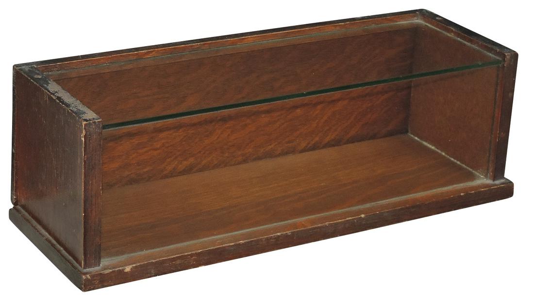 Men's Store Display Case, oak & glass countertop case w/rear hinged panel for men's wear, VG+ cond & (1 of 1)