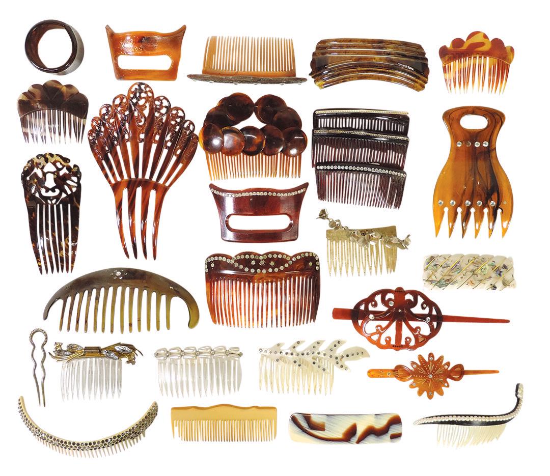 Ladies Fashion (27), hair combs, variety of styles & sizes, c.1900-1950, celluloid & faux tortoise (1 of 1)