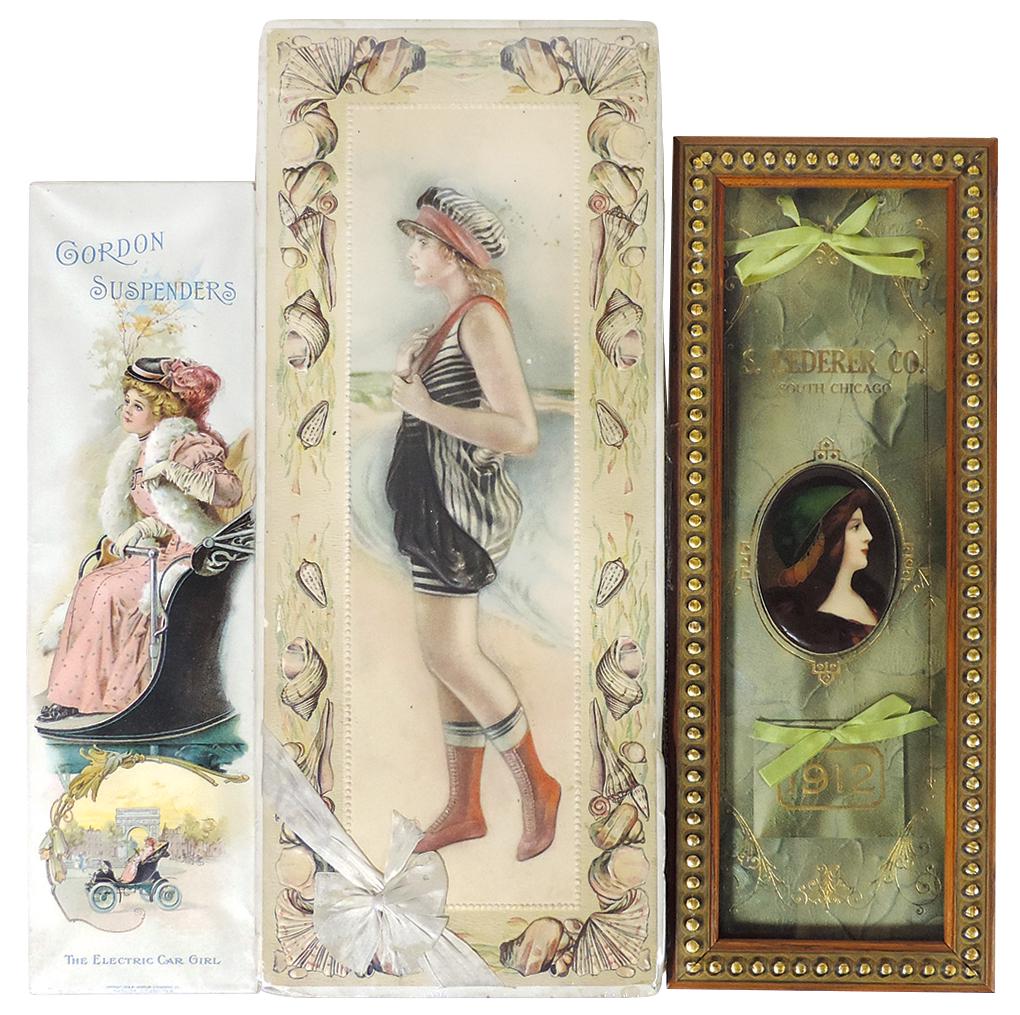 Ladies Fashion Advertising (3), 1912 Leader Co. South Chicago calendar w/celluloid portrait (1 of 1)