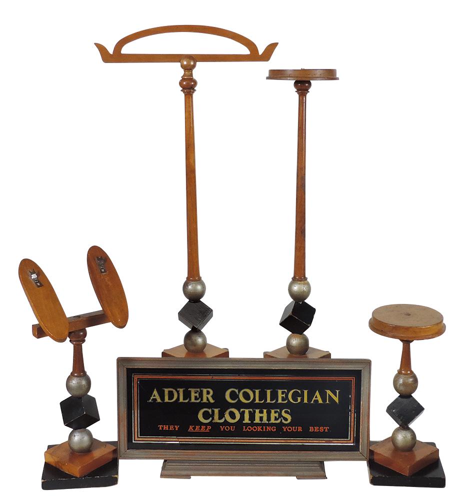 Clothing Store Displays & Advertising (5), 4 matching Art Deco wood counter garment & shoe stands & (1 of 1)