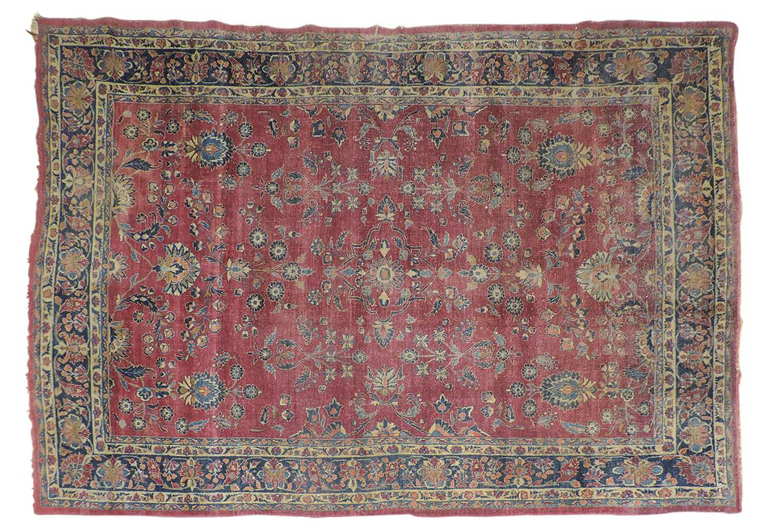 Oriental Carpet, Persian Sarouk, hand-woven large room size, c.1930s, Good+ cond w/various amounts (1 of 4)