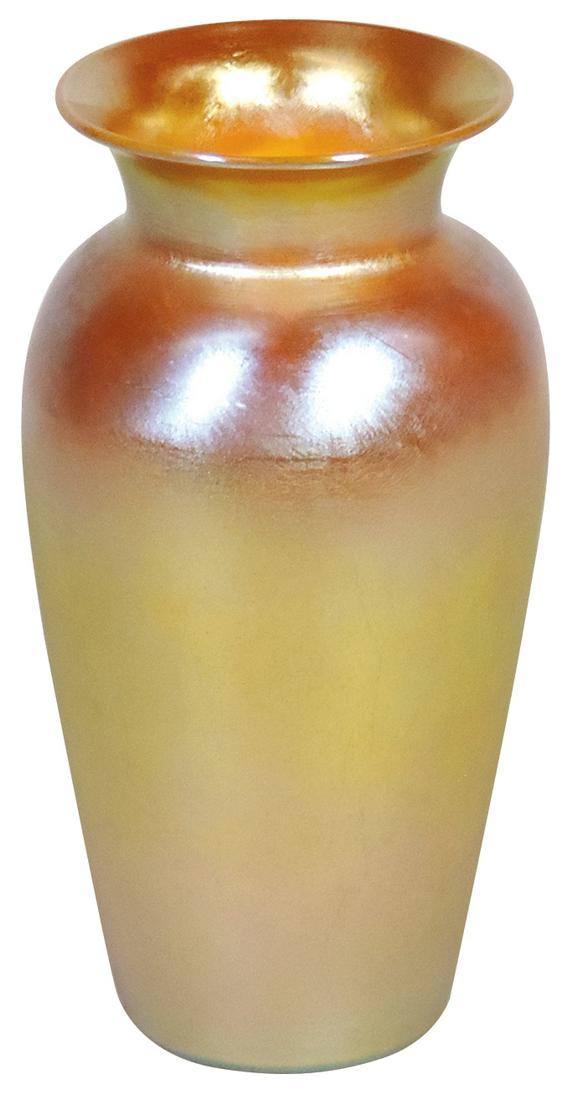 Art Glass Vase, attributed to Durand, gold iridized opalescent w/ground pontil, VG+ cond w/some very (1 of 1)