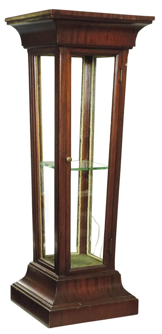 Furniture, Regency-style display pedestal, mahogany w/everted flared top & base supporting a tapered (1 of 1)