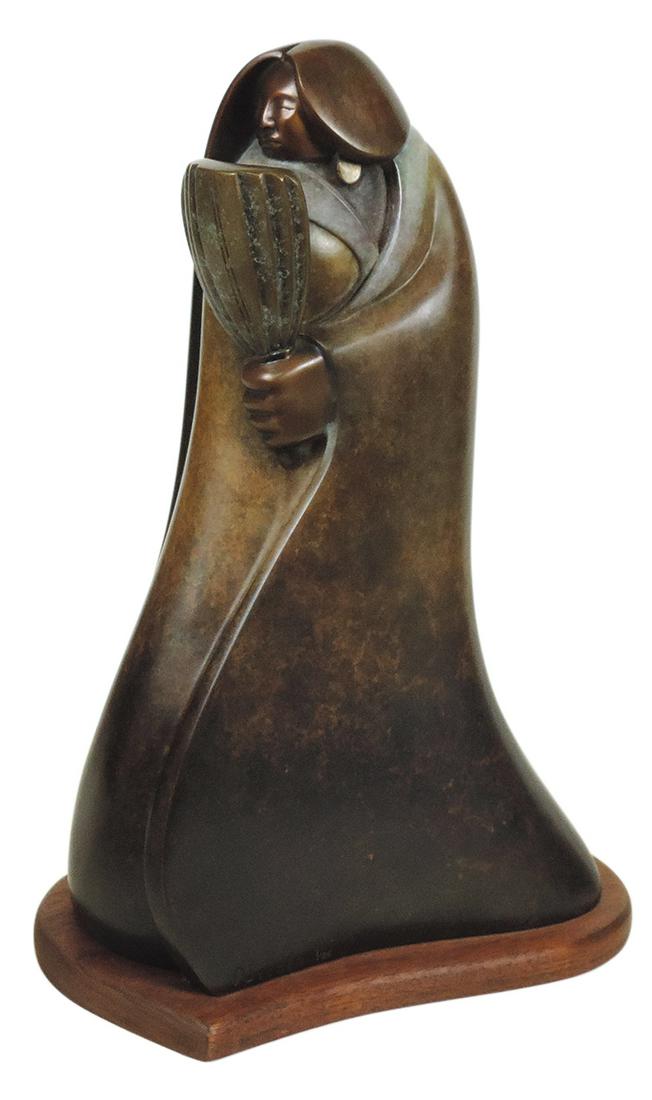 Native American Bronze, Tim Nicola (b.1954) Hopi Woman, patinated bronze on wood plinth, artist (1 of 2)