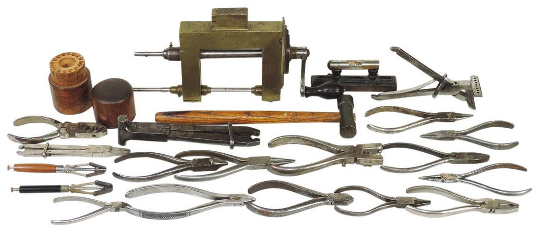 Watch & Clock Maker's Tools (22), 18th C. brass mainspring winder & variety of various late 19th & (1 of 1)
