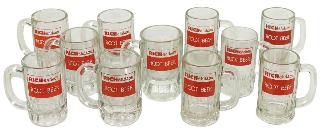 Soda Fountain (10), Richardson Root Beer mugs, enameled glass w/paneled bases, Exc cond, largest (1 of 1)