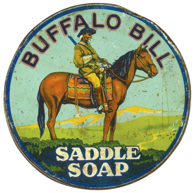 Buffalo Bill Saddle Soap tin, mfgd by Geo. J. Kel