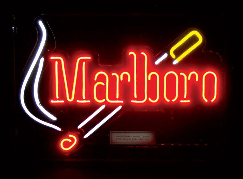 Neon sign, Marlboro (cigarette logo), in plastic casing