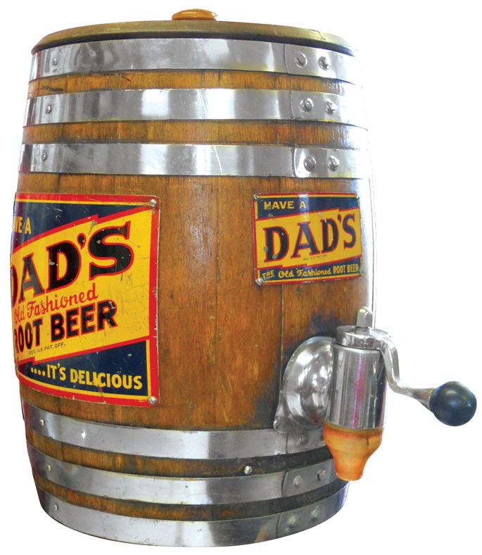 Soda fountain Dad's Root Beer Barrel, round wooden barr