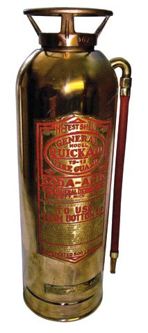 Fire extinguisher, General Fire Guard, Model Quick Aid,: Fire extinguisher, General Fire Guard, Model Quick Aid, brass, Exc restored cond, approx 25"H.