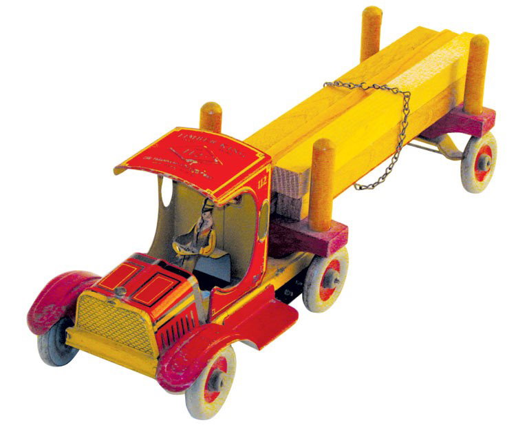 Toy, Timber King Lumber truck, litho on tin wind-up by : Toy, Timber King Lumber truck, litho on tin wind-up by Ferdinand Strauss, Exc cond, 18"L.