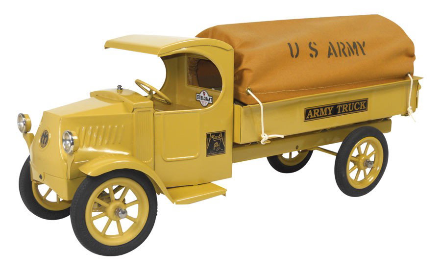 Toy, Steelcraft Mack Army truck, Exc prof restored cond: Toy, Steelcraft Mack Army truck, Exc prof restored cond, 22"L.