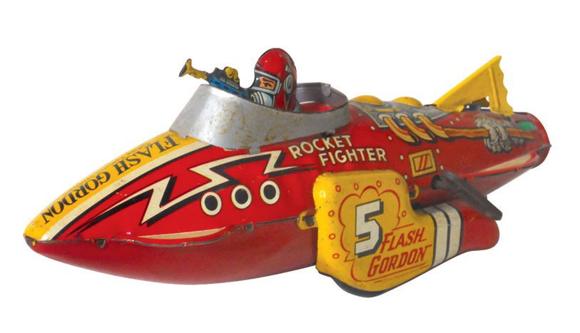 Toy, Flash Gordon Rocket Fighter, mfgd by Marx, litho o: Toy, Flash Gordon Rocket Fighter, mfgd by Marx, litho on tin wind-up, c.1939, VG working cond, 12"L.