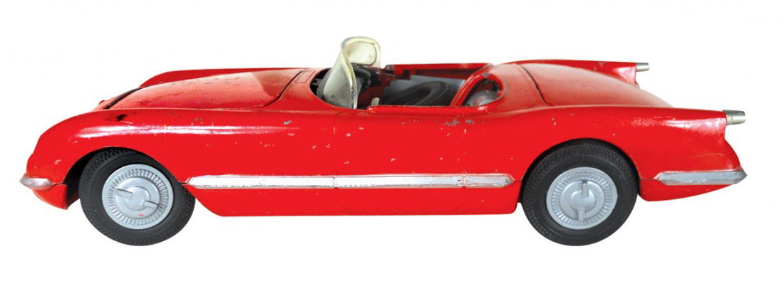 Toy, Hubley Kiddie Toy car (convertible) #509, metal w/: Toy, Hubley Kiddie Toy car (convertible) #509, metal w/rubber tires, trunk & hood lift, VG cond, 3.5"H x 12.5"L.