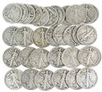 Coins (32), Walking Liberty Half Dollars: 1917S (2), 1920S (3), 1923S, 1927S (2), 1929S (2),