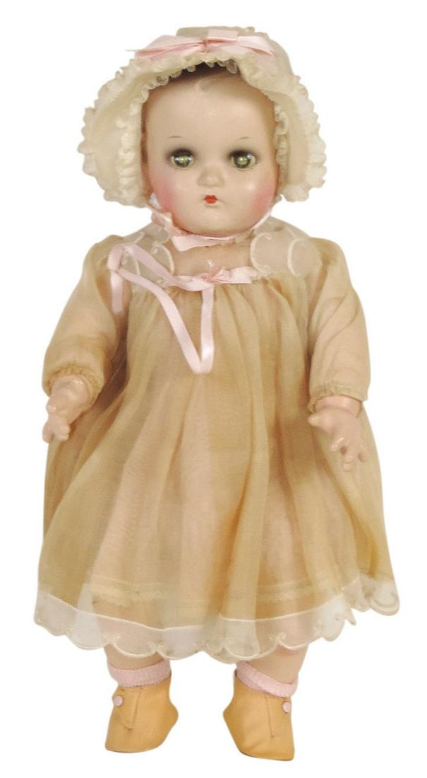 Doll, Little Genius, composition, mfgd by Madame Alexander, c.1940s, orig clothes & box (no lid),: Doll, Little Genius, composition, mfgd by Madame Alexander, c.1940s, orig clothes & box (no lid), VG+ cond, 18"H.