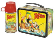 Child's Lunch Box with Thermos, Popeye, mfgd by King-Seeley Thermos Co., 1964, litho on tin, Exc+