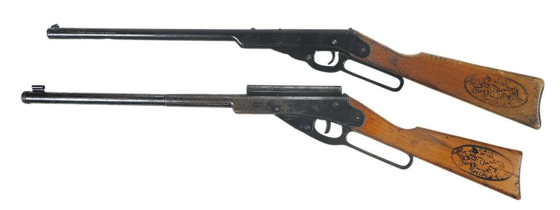Air Rifles (2), Buzz Barton Specials, Mod. 195, mfgd by Daisy 1933-1935, 1 w/scope, Good+ working: Air Rifles (2), Buzz Barton Specials, Mod. 195, mfgd by Daisy 1933-1935, 1 w/scope, Good+ working cond, other not working 35"L.