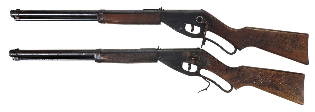 Air Rifles (2), Red Ryder carbines, mfgd by Daisy, Mod. 40, Good+ & VG+ cond, 1 working, 35"L.: Air Rifles (2), Red Ryder carbines, mfgd by Daisy, Mod. 40, Good+ & VG+ cond, 1 working, 35"L.