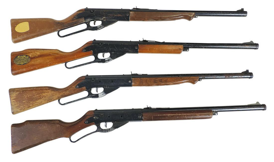 Air Rifles (4), all mfgd by Daisy, 2 Mod. 95 & 2 Mod. 96, various cond, all working, 36"L.: Air Rifles (4), all mfgd by Daisy, 2 Mod. 95 & 2 Mod. 96, various cond, all working, 36"L.