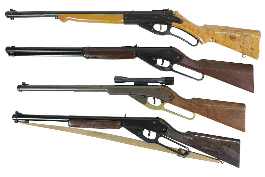 Air Rifles (4), all mfgd by Daisy, Mod. 98 Eagle (butt cover absent), Mod. 102-B w/scope & partial (1 of 3)