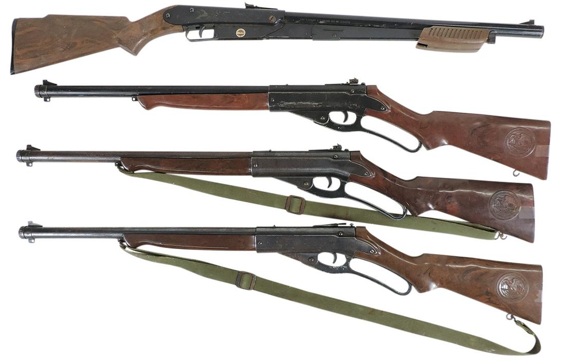 Air Rifles (4), all mfgd by Daisy, 3 Mod. 142 Defenders, 2 w/slings & Mod. 25 pump, all Good+ to VG+ (1 of 2)