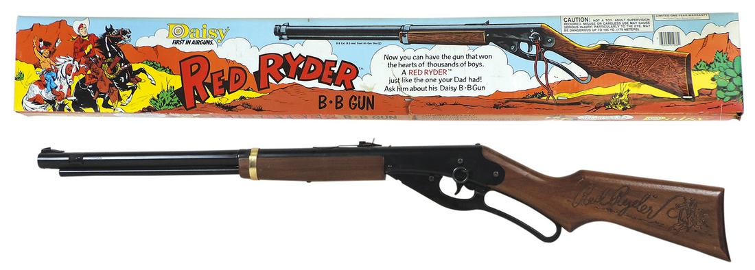 Air Rifle, Red Ryder Ltd Ed Mod. 1938B, mfgd by Daisy, wood stock w/medallion missing, Exc+ working: Air Rifle, Red Ryder Ltd Ed Mod. 1938B, mfgd by Daisy, wood stock w/medallion missing, Exc+ working cond in Red Ryder box 37"L.
