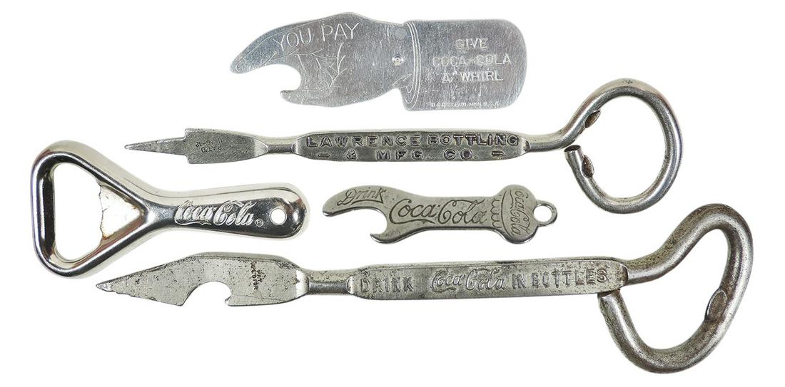 Coca-Cola Bottle Openers & Ice Picks (5), hand-shaped aluminum spinner, c.1915-1930, Improved (1 of 2)
