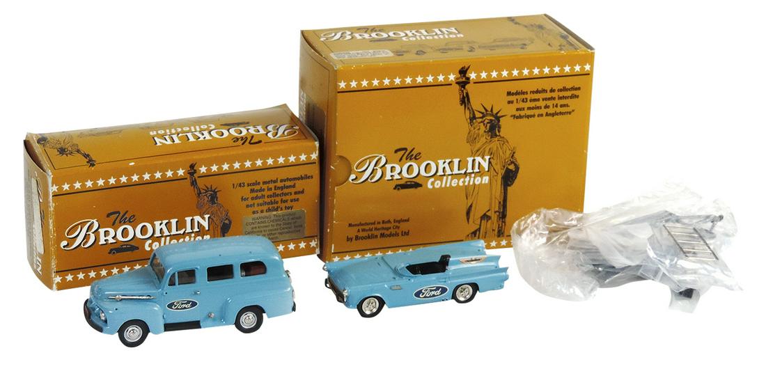 Toy Scale Model Cars (2), mfgd by Brooklin, "Speed Weeks" Ltd Ed 1957 Ford T-Bird racer w/trailer & (1 of 1)