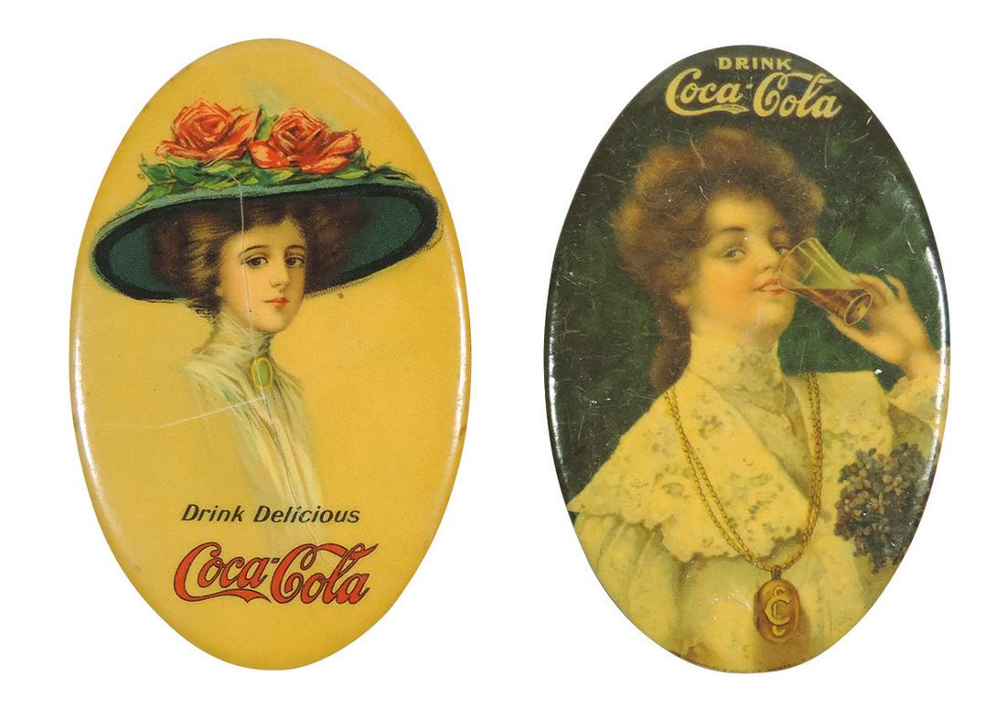 Coca-Cola Pocket Mirrors (2), c.1906 & 1911, both celluloid from Whitehead & Hoag Co.-Newark, NJ, (1 of 1)