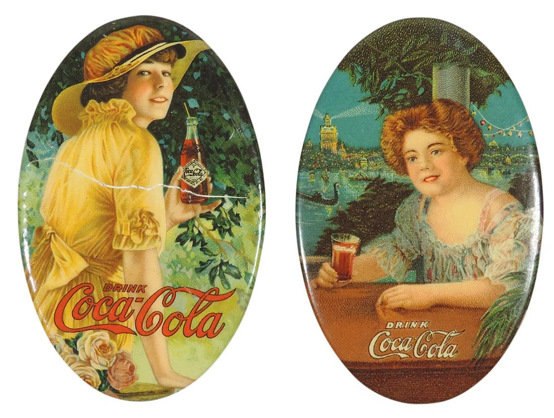 Coca-Cola Pocket Mirrors (2), c.1909 & 1916, 1909 by J.B. Carroll-Chicago & 1916 by Whitehead & (1 of 1)