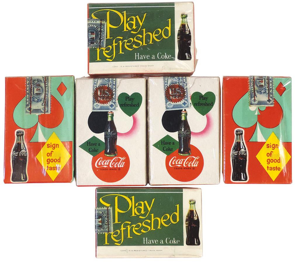 Coca-Cola Playing Card Decks (6), 1950s sealed decks in "like new" cond, includes (2) different from (1 of 2)