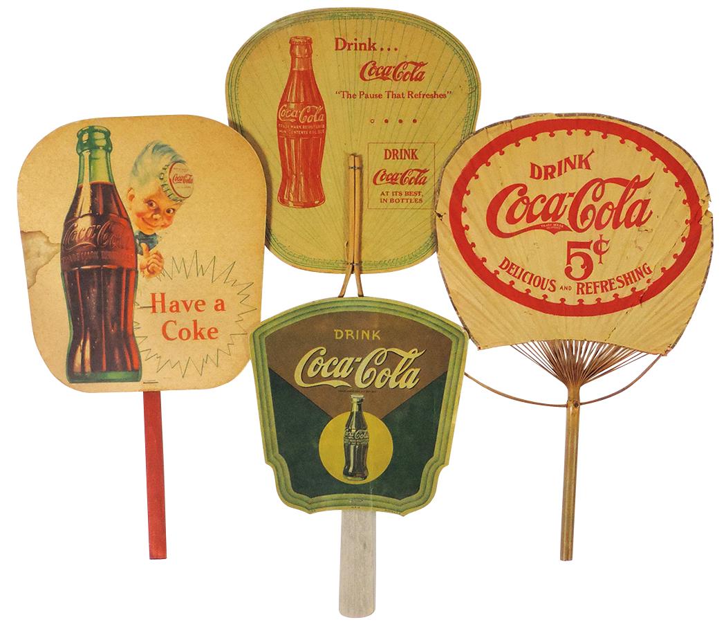Coca-Cola Fans (4), c.1900 "Drink Coca-Cola Delicious & Refreshing 5 Cents," Rare, o/all Good cond (1 of 1)
