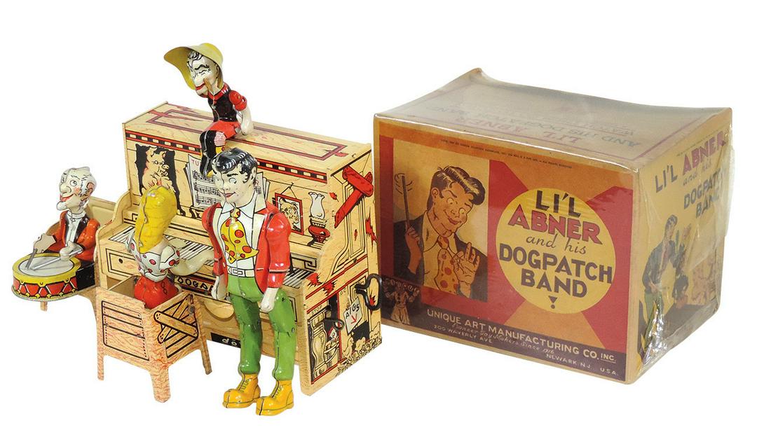 Toy Dogpatch Band, mfgd by Unique Art, litho on tin windup, Near-Mint working cond w/orig box, 8"L. (1 of 3)
