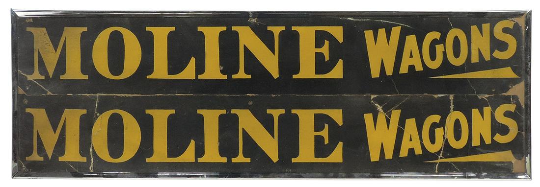 Farm Machinery Signs (2), Moline Wagons litho on paperboard w/mounting grommets, c.1890, Fair cond (1 of 1)