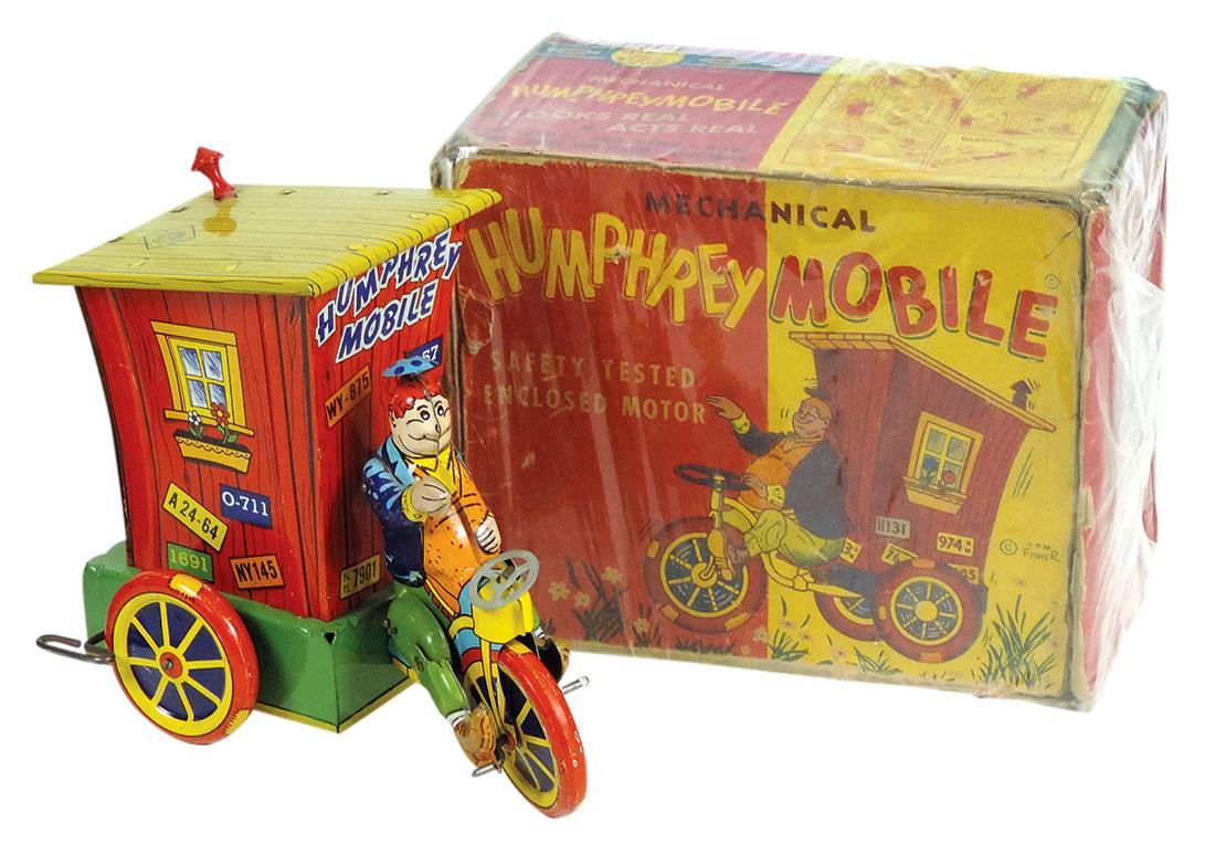 Toy, Humphrey Mobile in orig box, mfgd by Wyandotte, litho on tin, Near-Mint working cond, 7"H. (1 of 2)