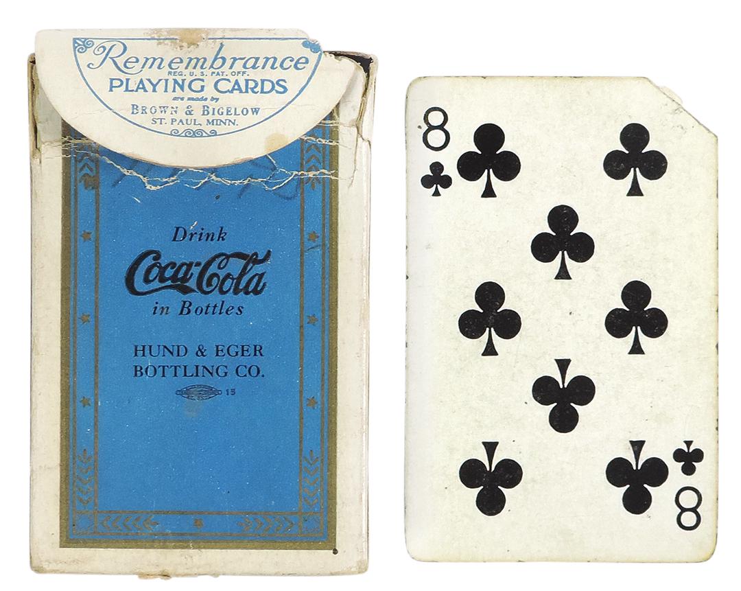 Coca-Cola 1939 Playing Card Deck, Hund & Eger blue Pinochle deck, 52 cards plus Bridge Instruction (1 of 1)