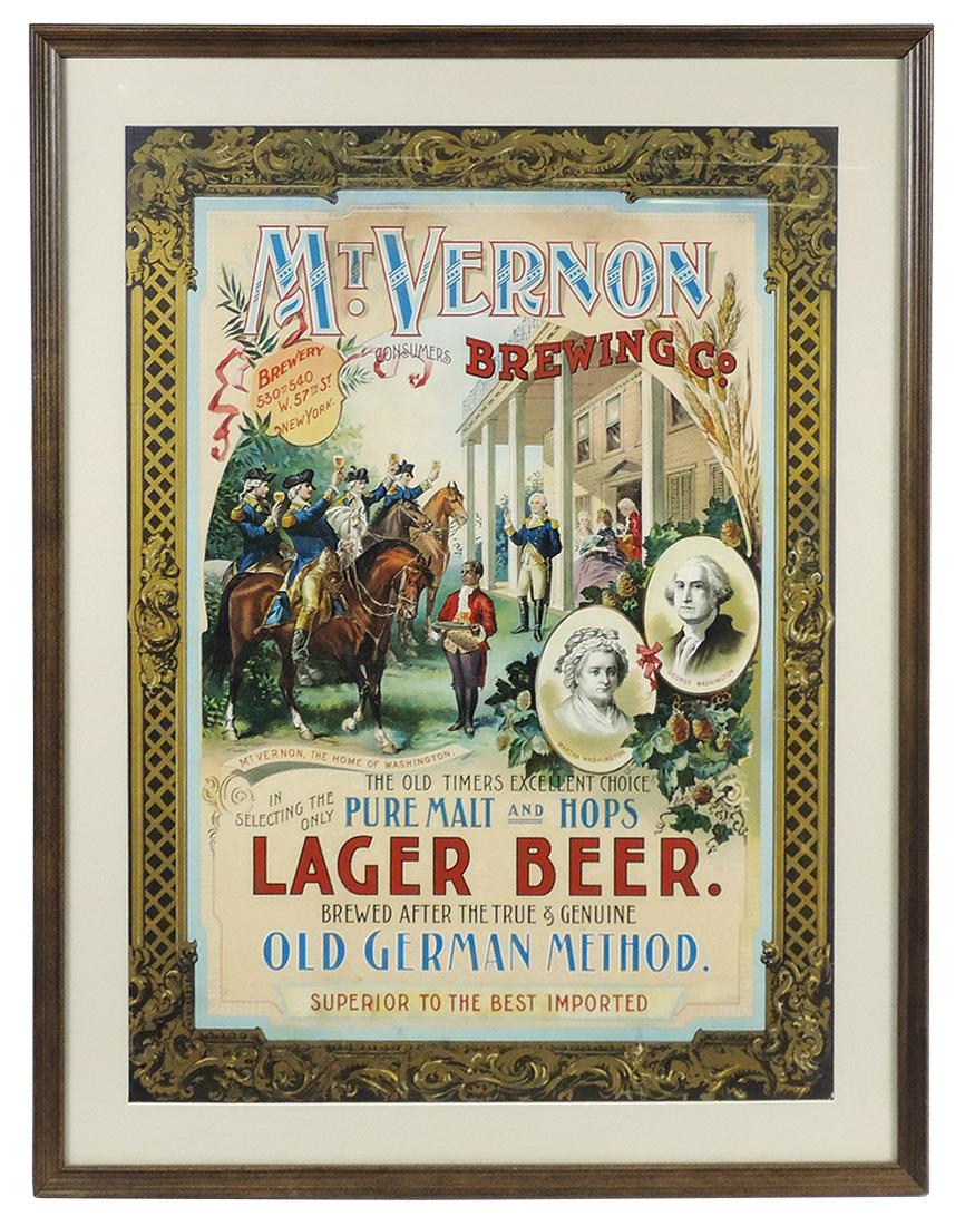 Breweriana Sign, Mt Vernon Beer, Very Rare, patriotic, soldiers toasting George Washington w/lager (1 of 1)